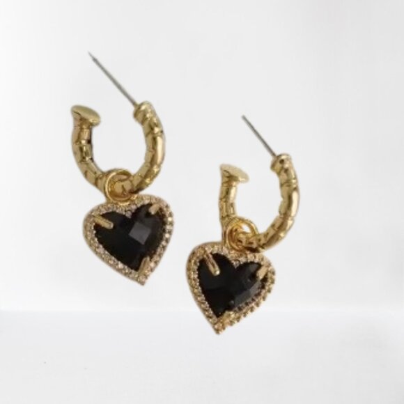 Gold Plated Heart Earrings - Picture 1 of 4